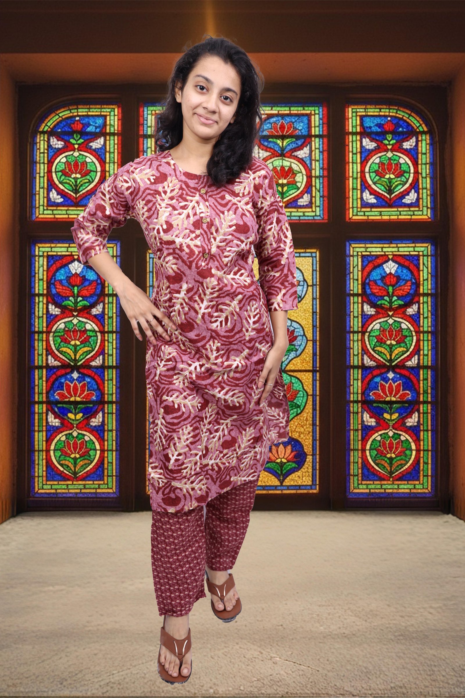 Printed Stright Kurti with Bottom