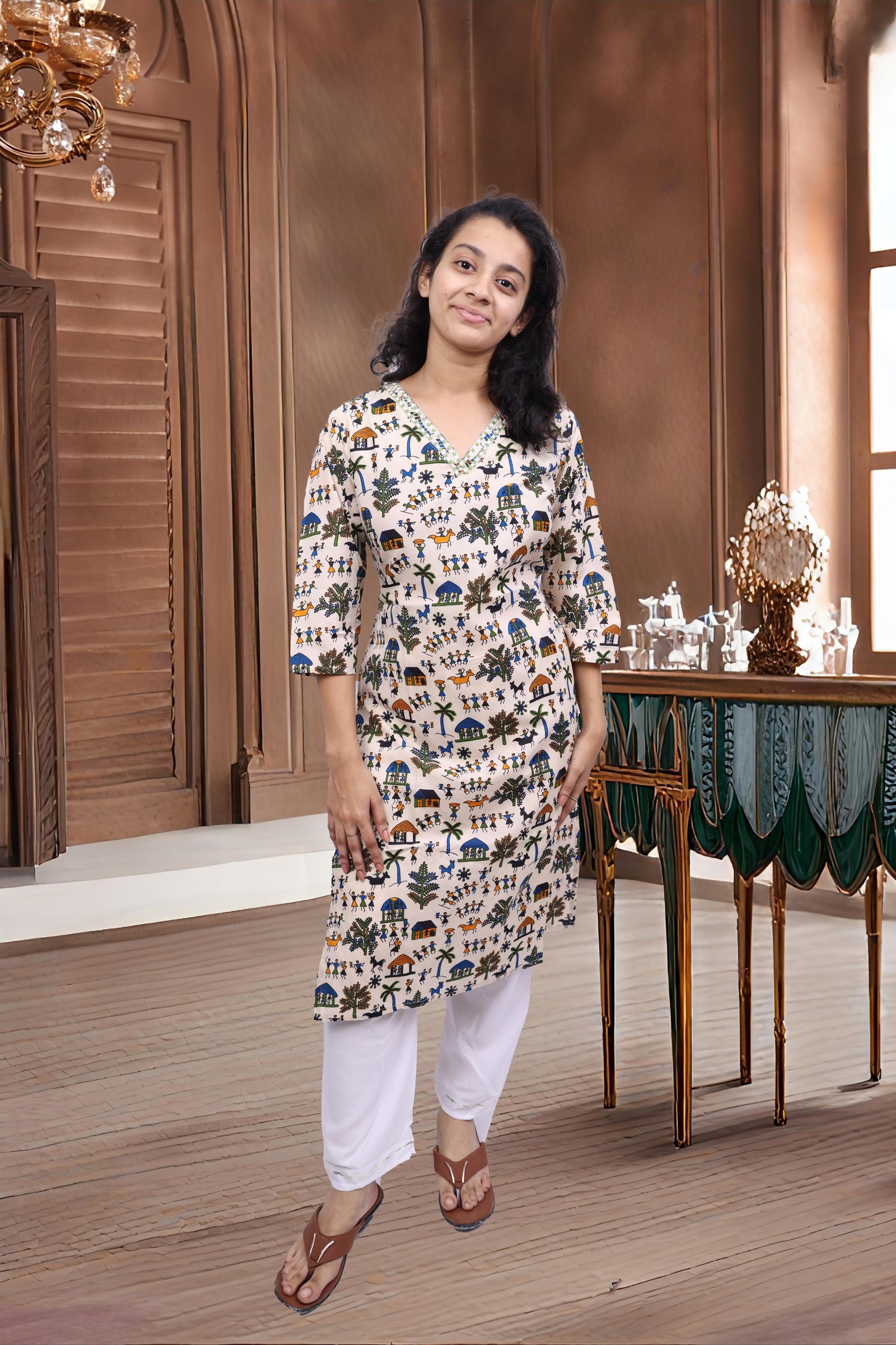 Women Soft Cotton Kurti (Cream)