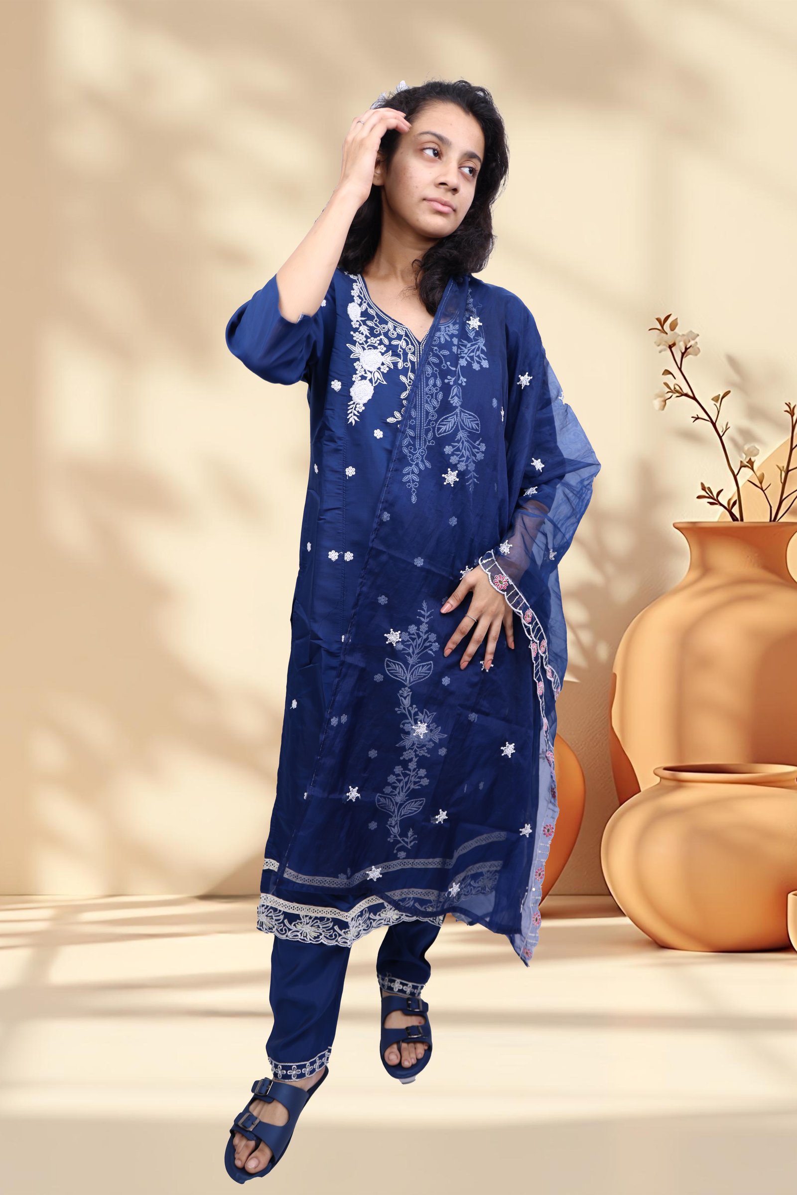 Womens Kurti With Bottom & Dupatta Set