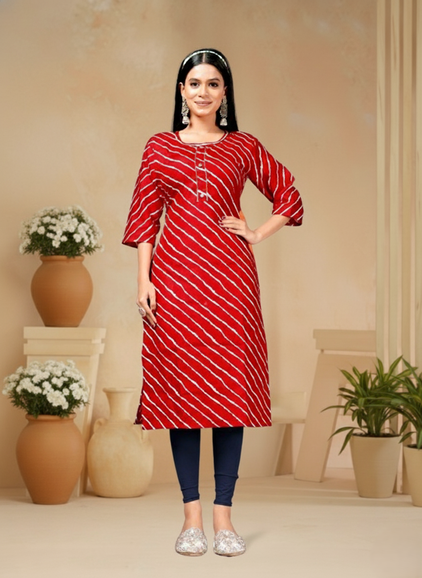 Red Straight Kurta for Women