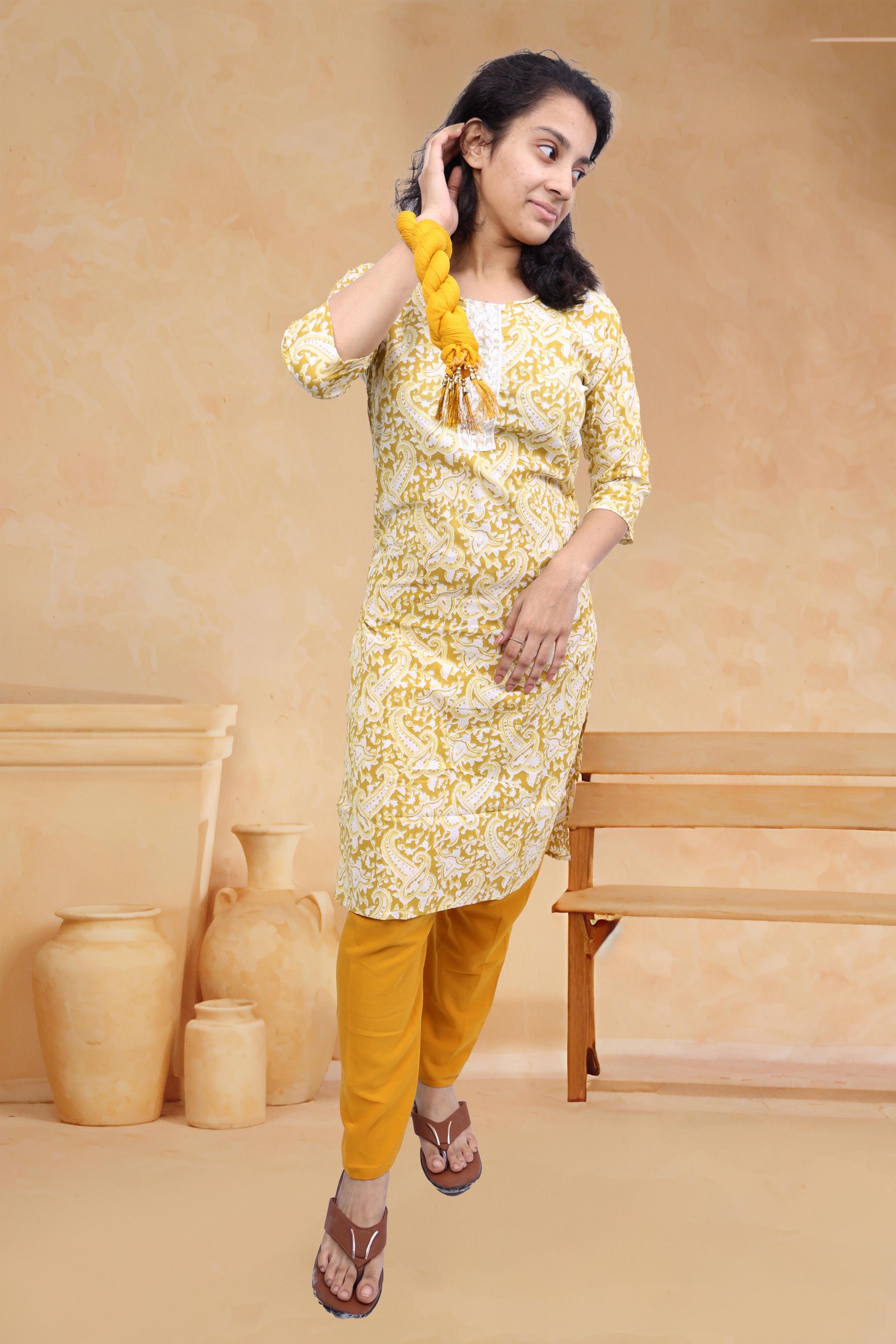 Printed Kurti with Bottom & Dupatta