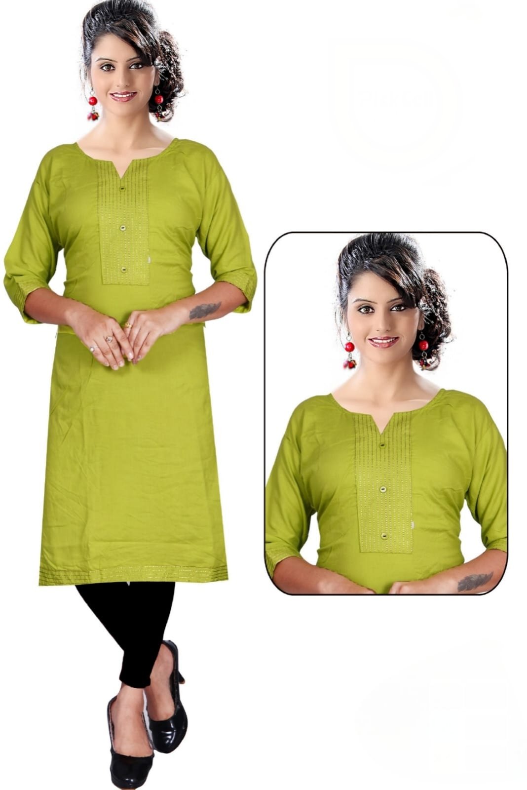 Women's Straight Kurti (Green)